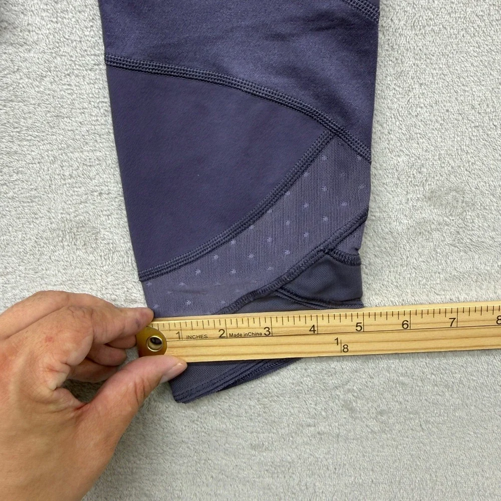 Lululemon Wunder Under Cropped Leggings Women 4 Purple Mesh Hi Rise Yoga Pilates